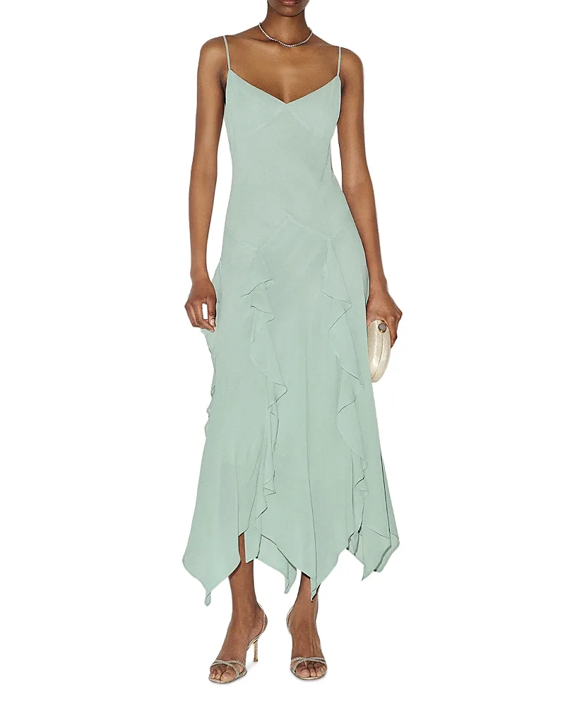 Allissa V Neck Ruffle Trim Dress by Reformation