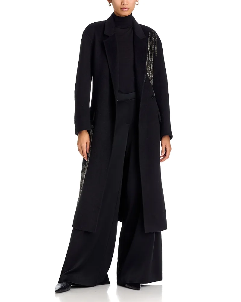 Sydni Wool Blend Embellished Fringe Coat by Kobi Halperin