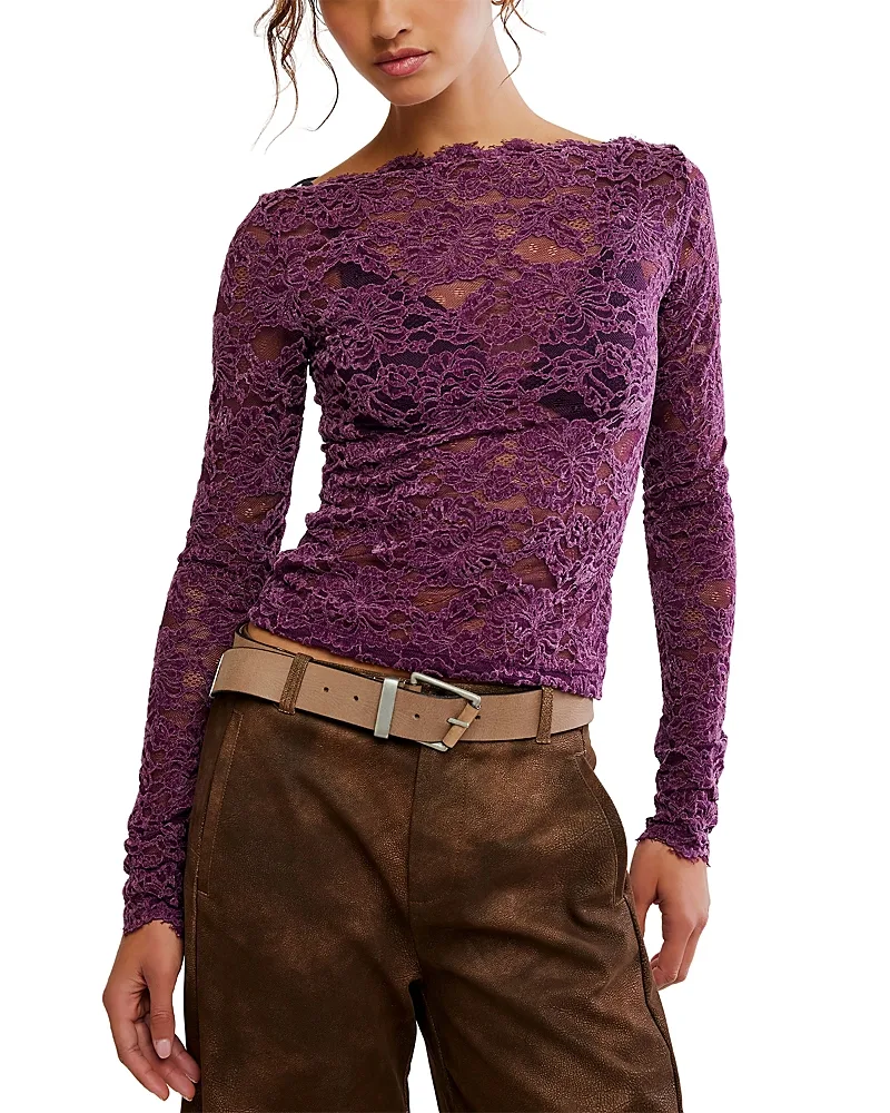 Raising Eyebrows Lace Long Sleeve Top by Free People