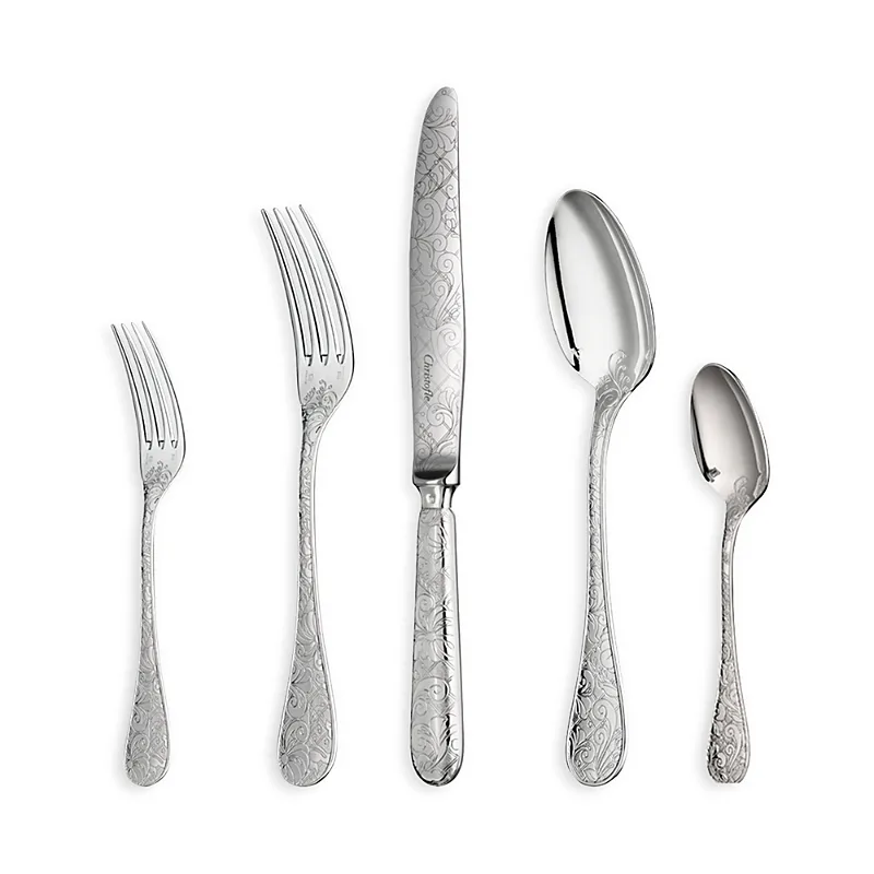 5 Piece Silverplate Jardin DEden Flatware Set by Christofle