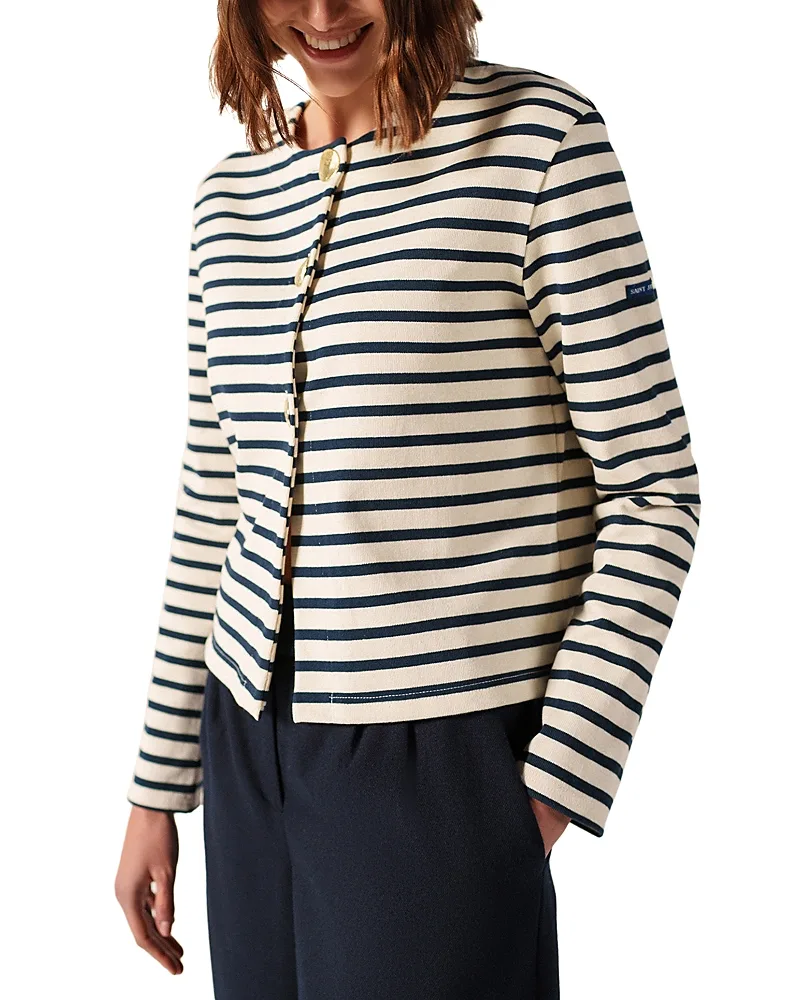 Arignac Cotton Stripe Cardigan by Saint James