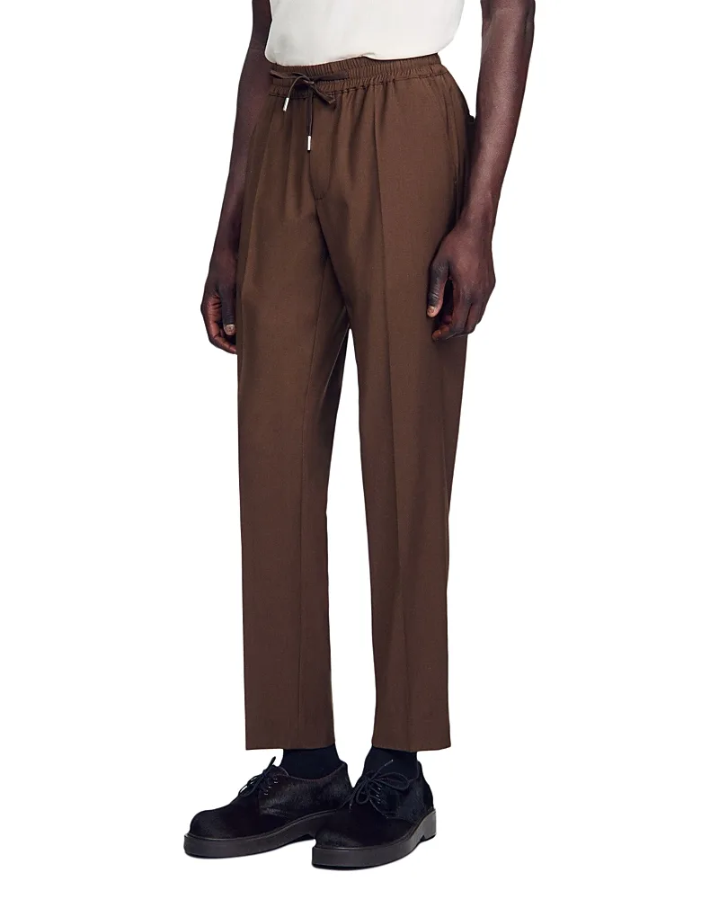 New Alpha Classic Fit Wool Blend Drawstring Pants by Sandro