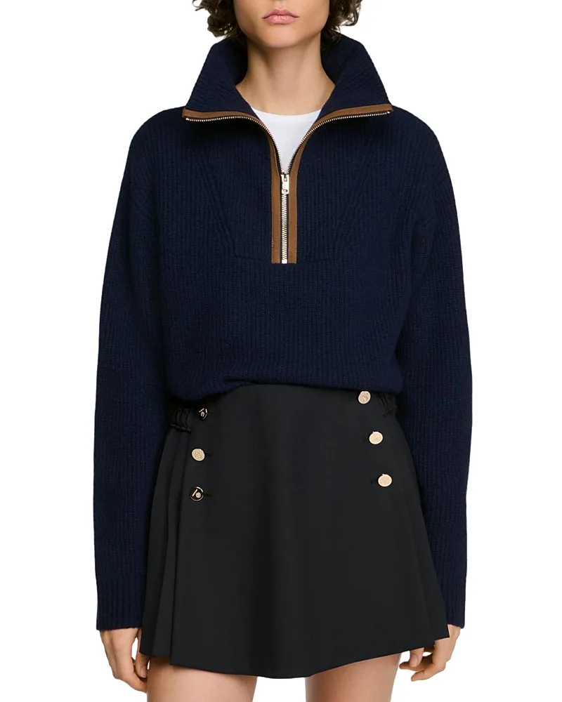Mara Wool & Cashmere Half Zip Sweater by Sandro