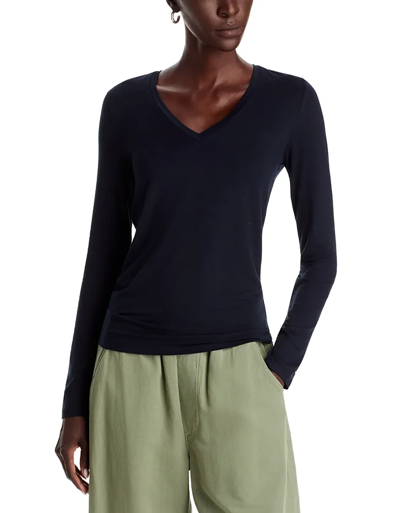 Filatures V Neck Long Sleeve Tee by Majestic