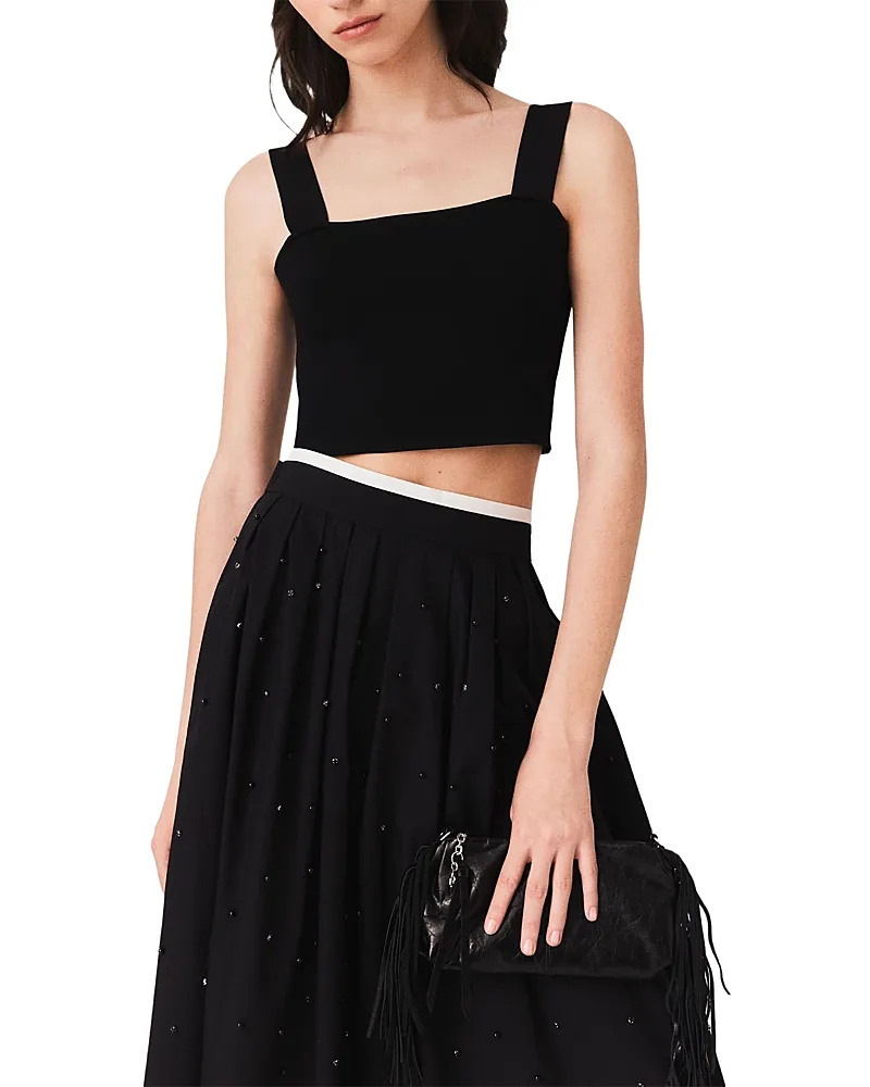 Maclyna Cropped Wide Strap Square Neck Top by Maje