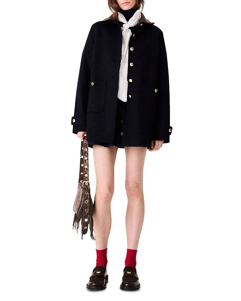 Gedeus Wool Blend Double Faced Car Coat by Maje