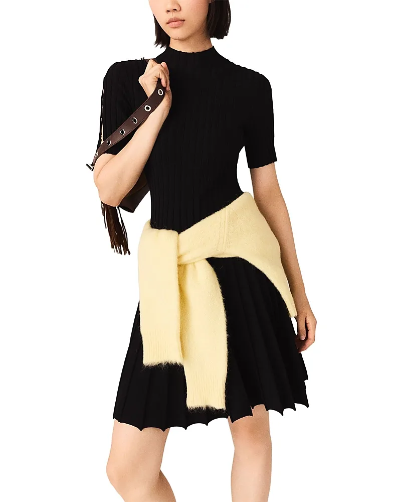 Raffina Ribbed Split Sleeve Dress by Maje