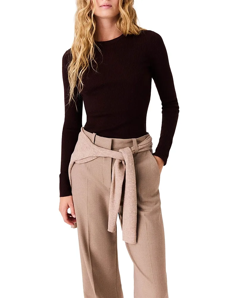Wool & Silk Round Neck Sweater by Maje