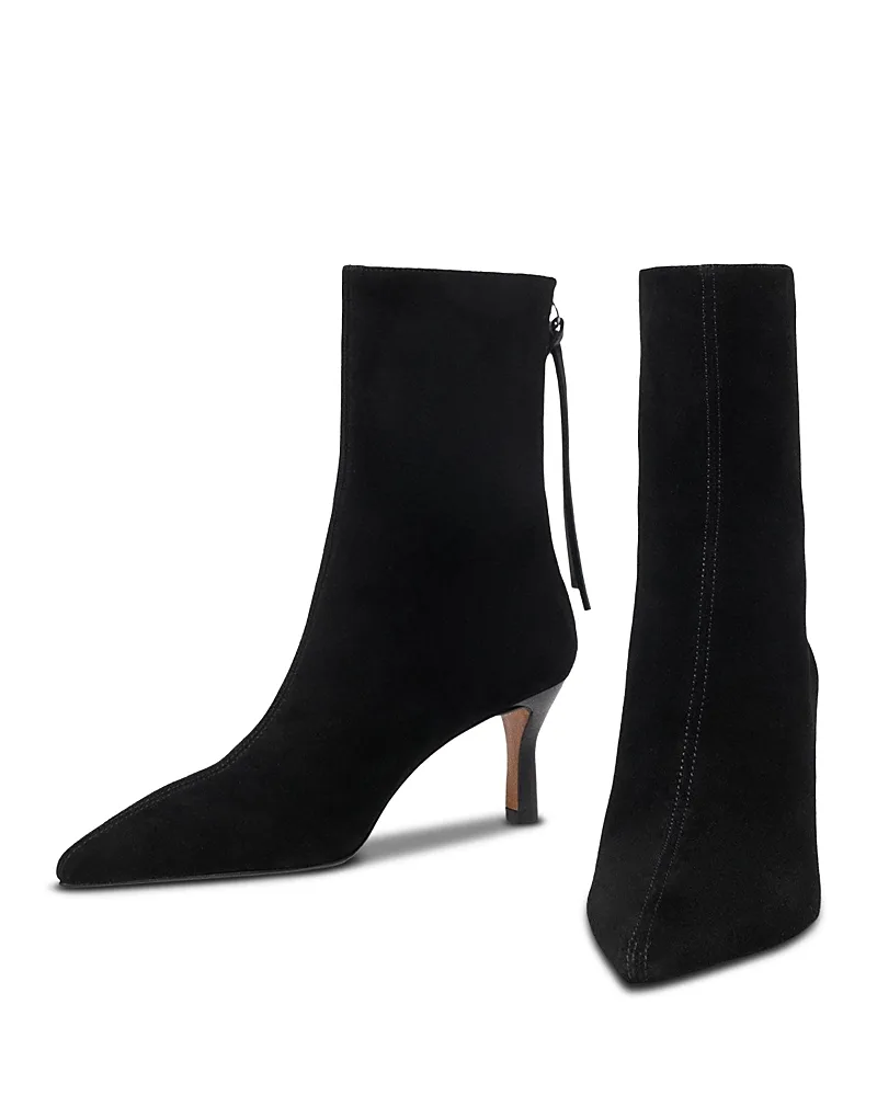 Suede Pointed Toe Ankle Boots by Maje