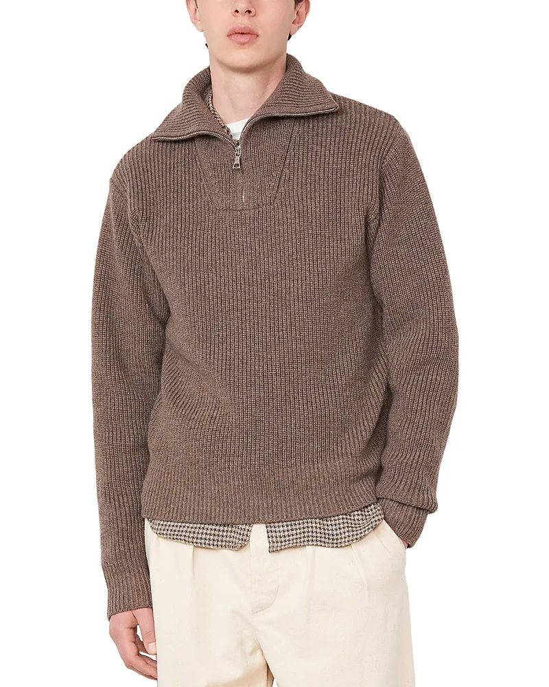 Ribbed Knit Quarter Zip Sweater by Officine Generale