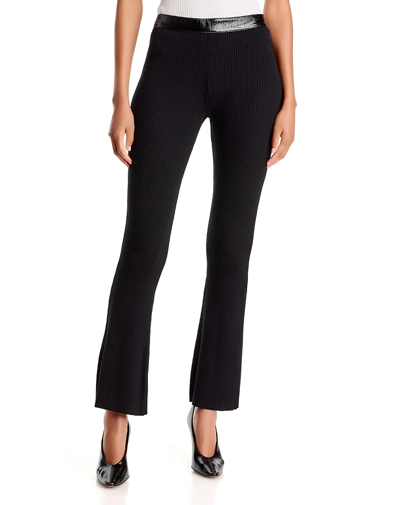 Contrasting Vinyl Rib Knit Flare Pants by Courreges