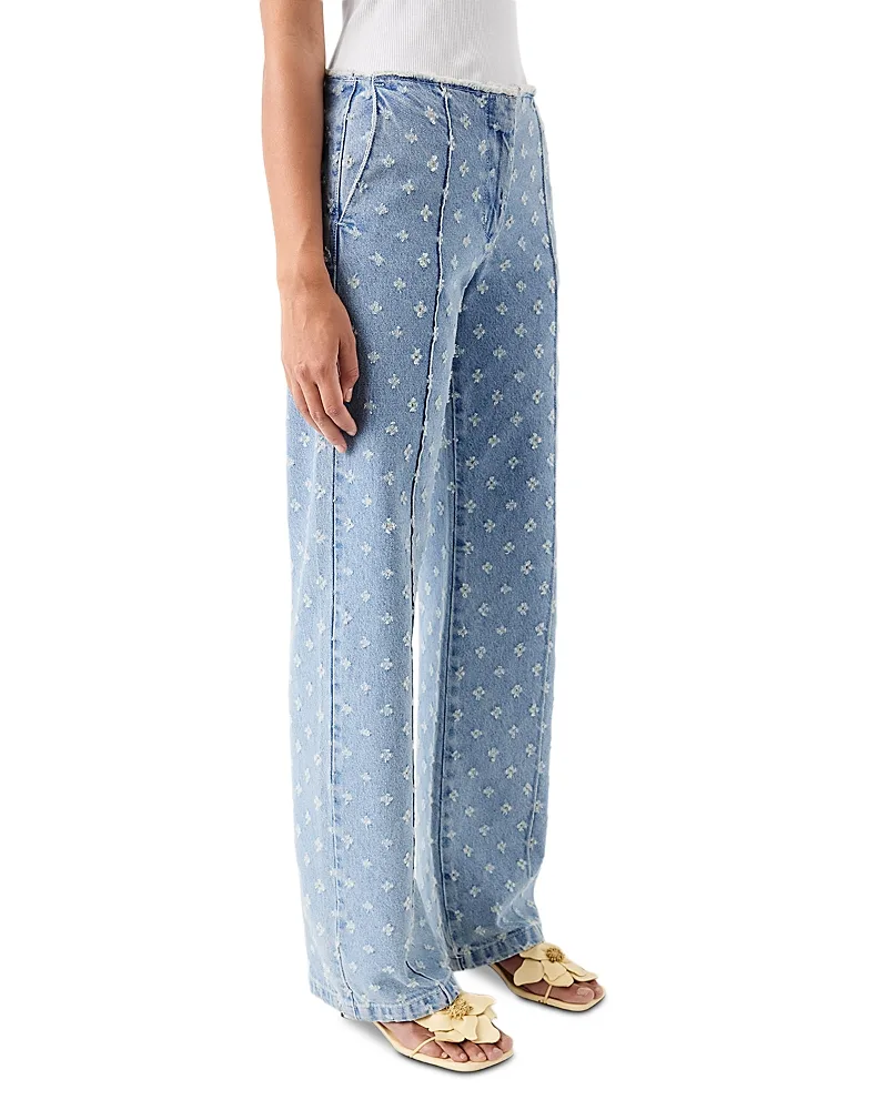 Puarington Canvas Denim Mid Rise Wide Leg Jeans