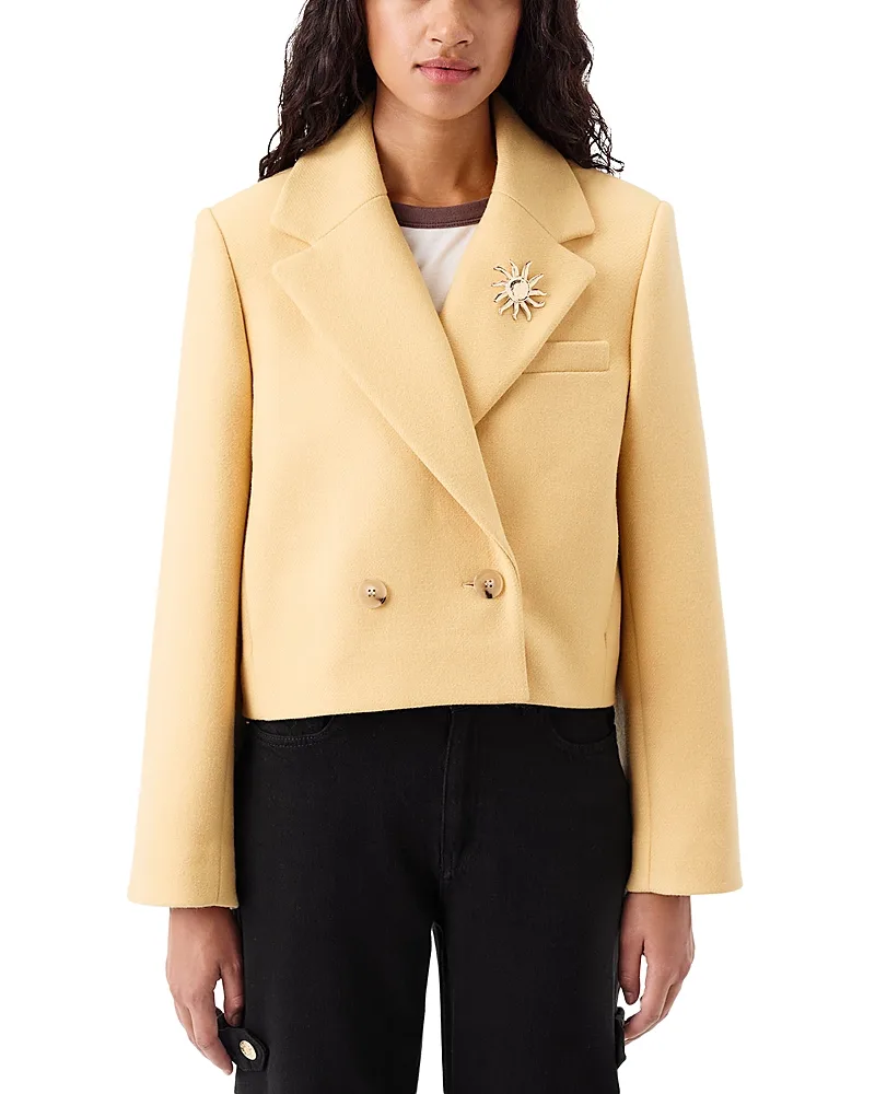 Cropped Wool Blend Double Breasted Blazer by Tresse