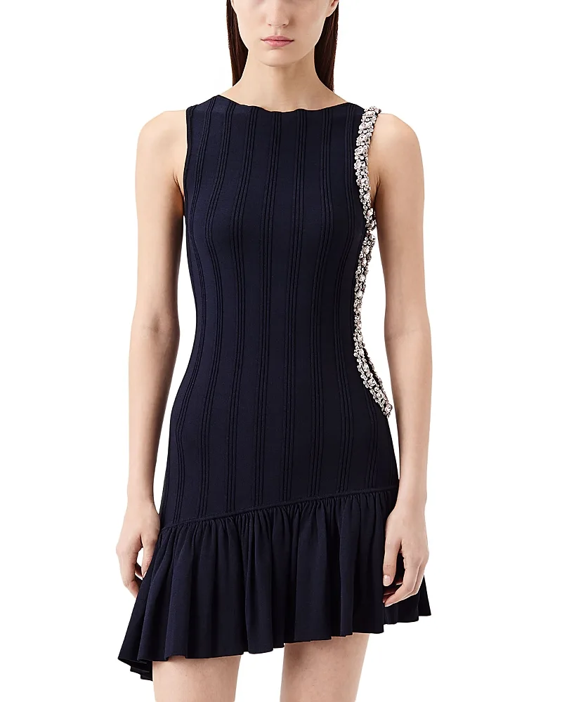 Drop Waist Asymmetrical Beaded Trim Dress by Tresse