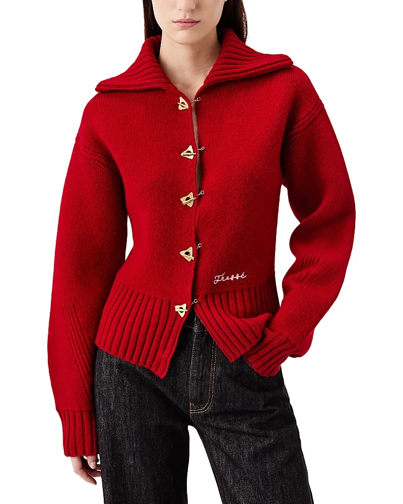 Wool Toggle Front Funnel Neck Sweater by Tresse