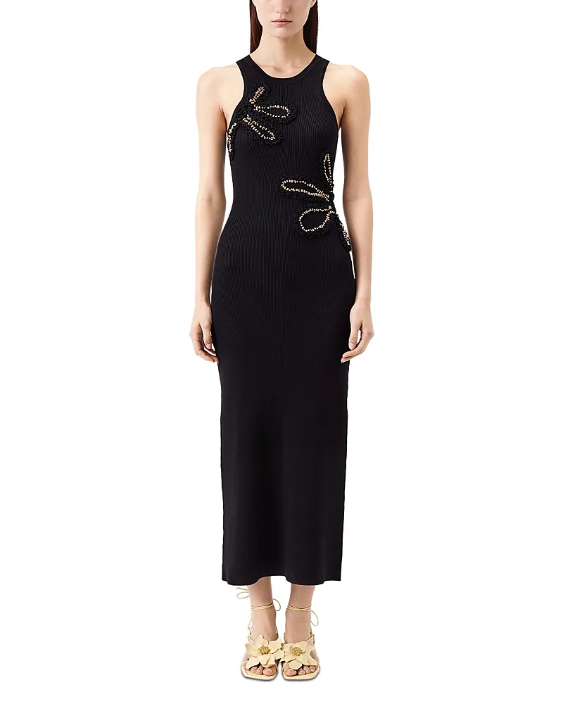 Long Knit Floral Beaded Dress by Tresse