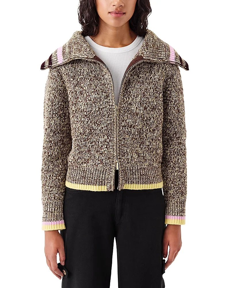 Funnel Neck Zippered Sweater by Tresse