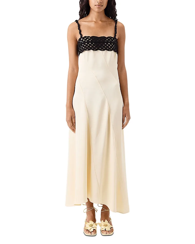 Square Neck Bias Cut Slip Dress by Tresse