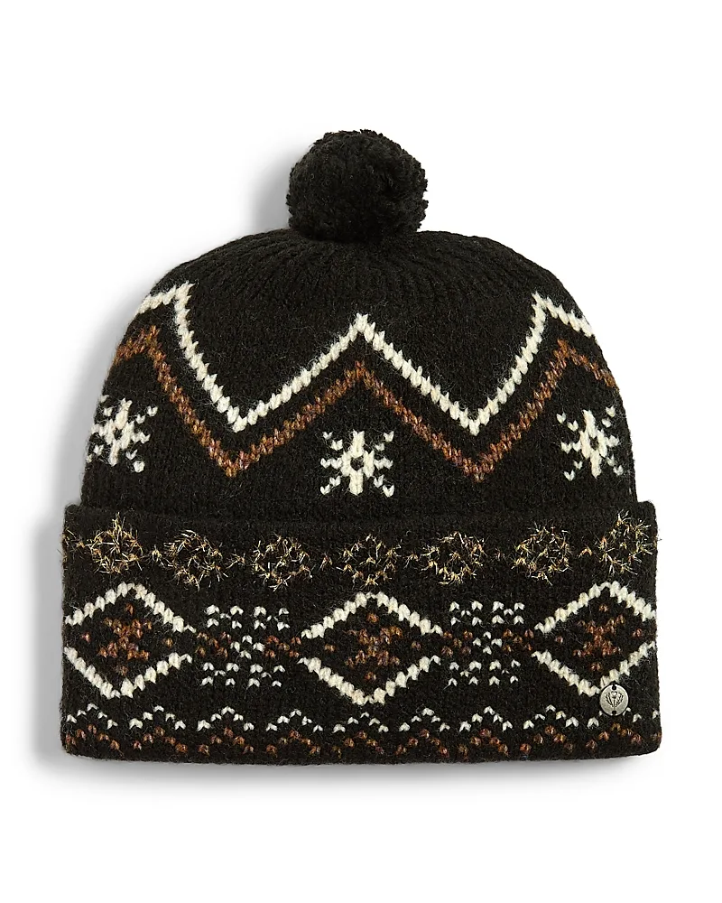 Fair Isle Metallic Pom-Pom Beanie