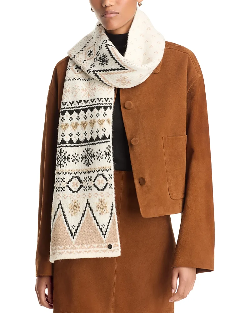 Fair Isle Metallic Knit Scarf by V Fraas