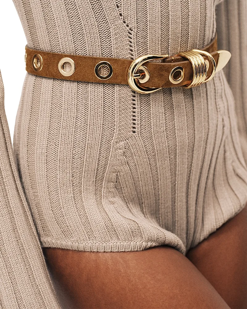 Full Rivet Suede Belt by Dehanche