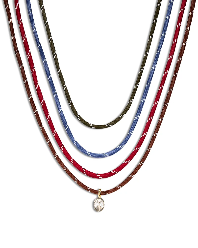 Cubic Zirconia Oval Pendant Cord Necklaces, Set of 4 by AQUA