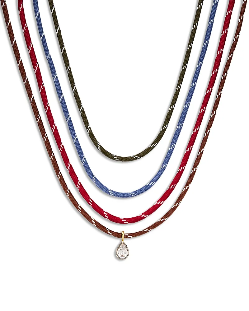 Cubic Zirconia Pear Pendant Cord Necklaces, Set of 4 by AQUA