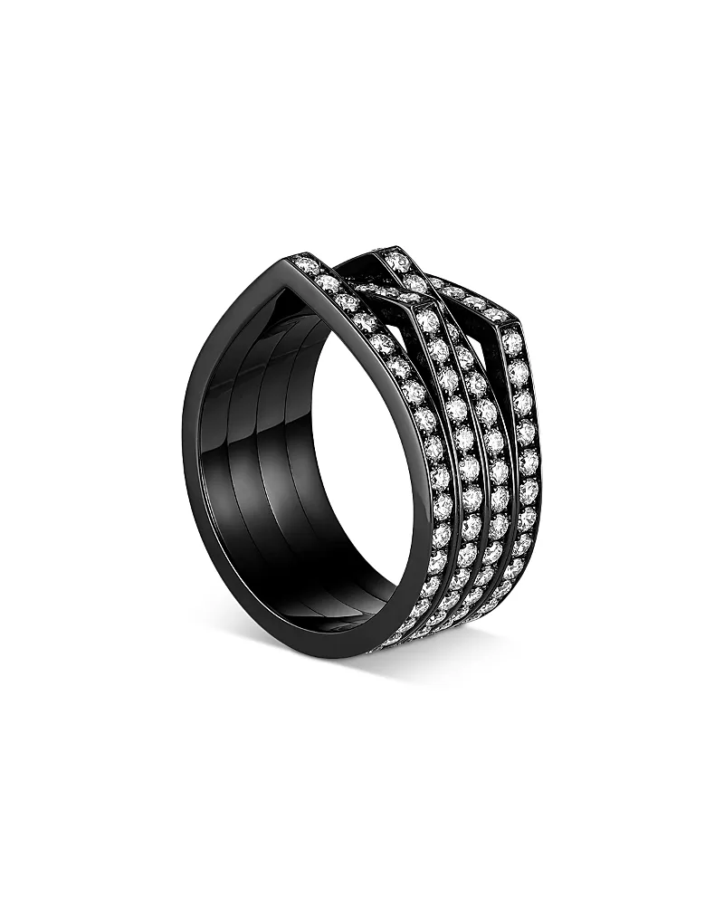 18K Black Gold Antifer Diamond Multi Row Ring, 1.76 Tcw by Repossi