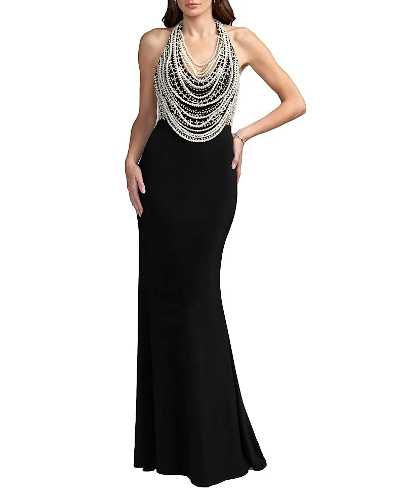 Mac Duggal Beaded Halter Neck Jersey Gown by M.A.C.
