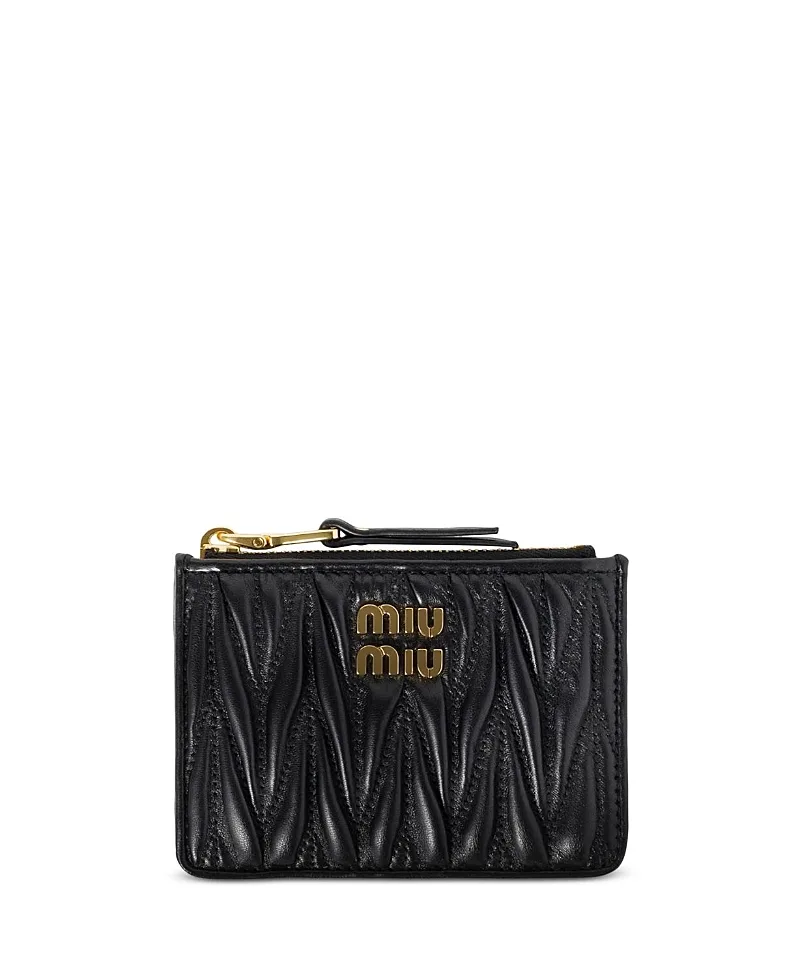 Miu Miu Matelasse Nappa Leather Zipper Card Holder by Miu Miu