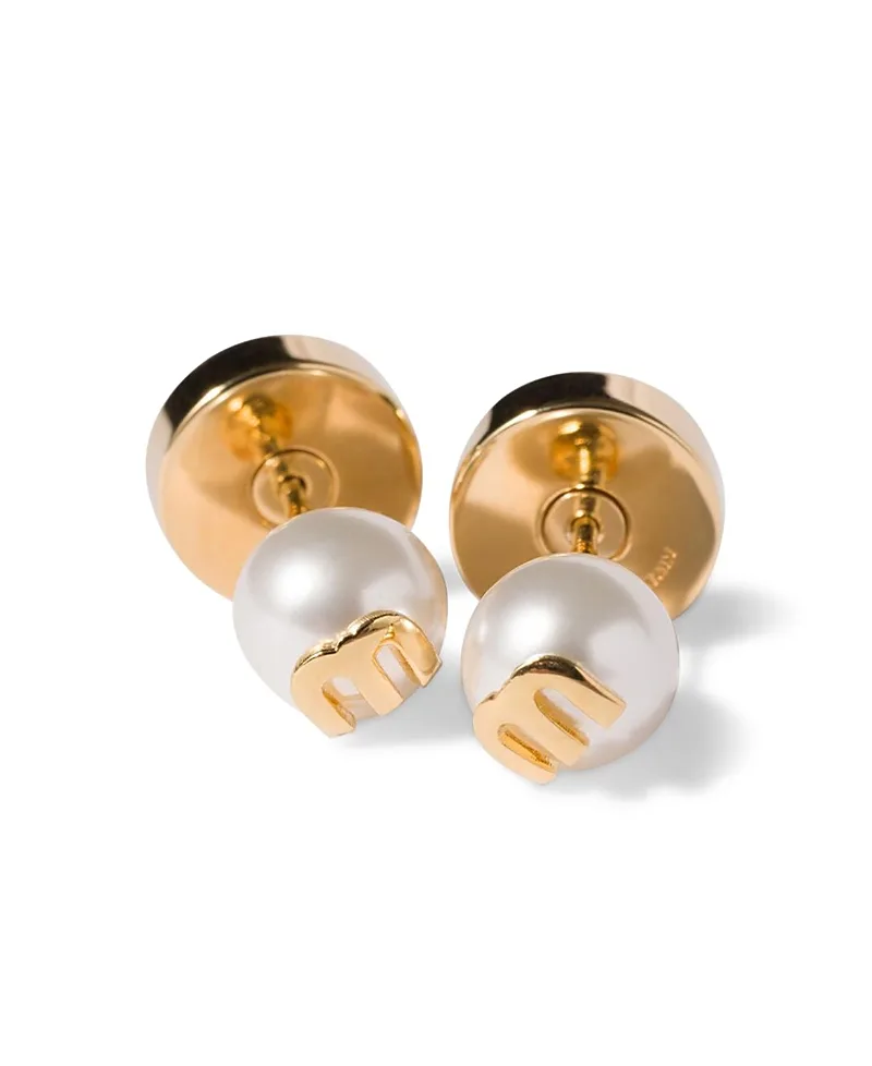 Miu Miu Metal and Pearl Earrings by Miu Miu