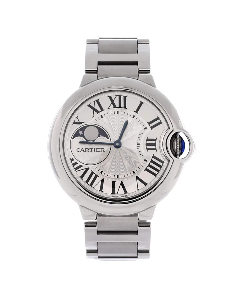 Pre-Owned Cartier Ballon Bleu De Cartier Moonphase Automatic Watch in Stainless Steel 37mm by Cartier's