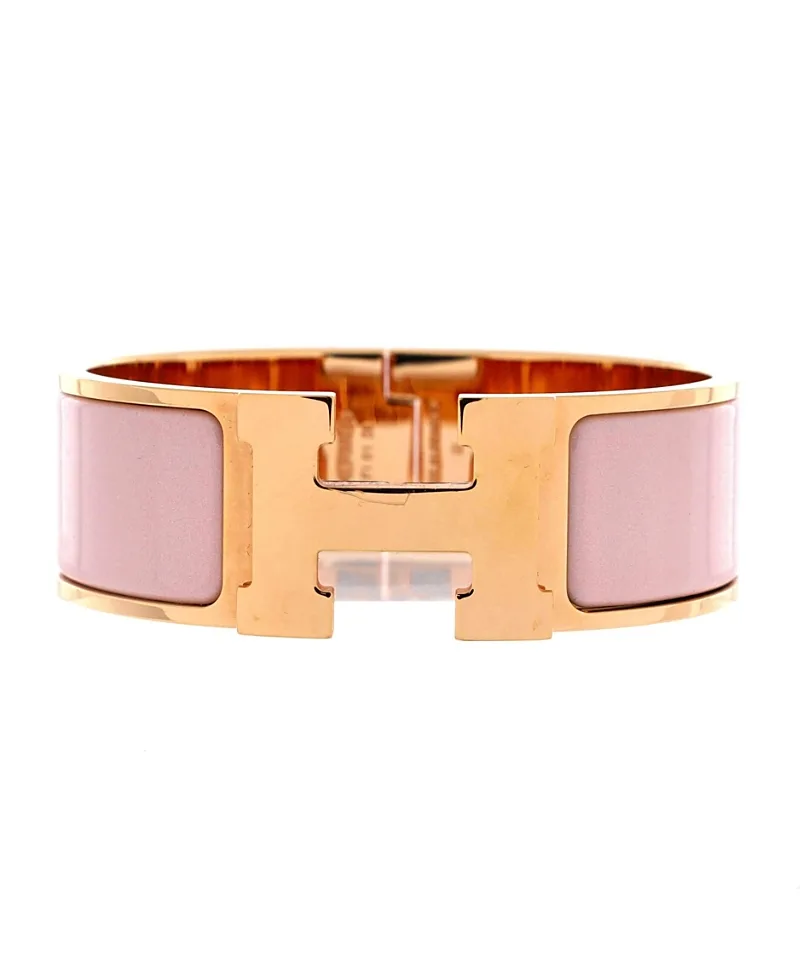 Pre-Owned Hermes Wide Clic Clac H Bracelet Metal and Enamel by Hermes