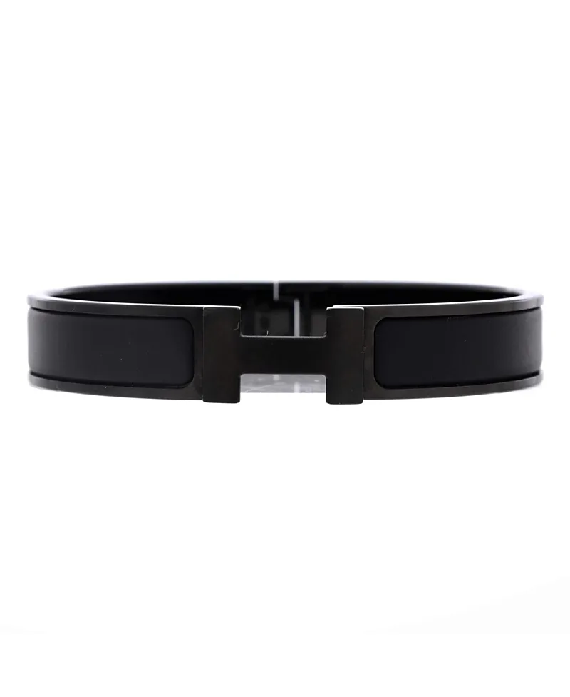 Pre-Owned Narrow So Black Clic Hh Bracelet Enamel by Hermes