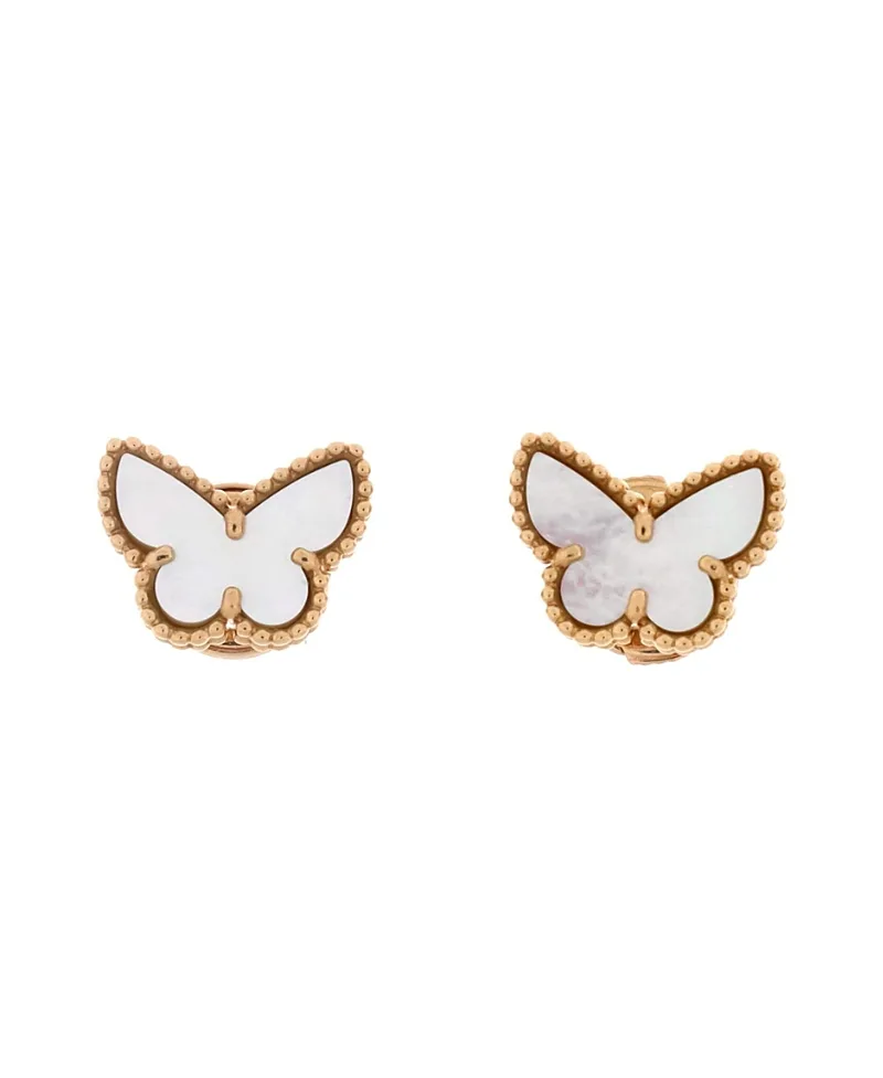 Pre-Owned Van Cleef & Arpels Sweet Alhambra Butterfly Stud Earrings 18K Gold and Mother of Pearl by Pre-owned Van Cleef & Arpels