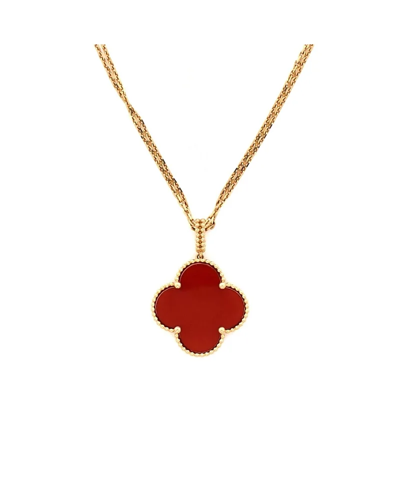 Pre-Owned Van Cleef & Arpels Magic Alhambra Pendant Long Necklace 18K Gold and Carnelian, 35.5"