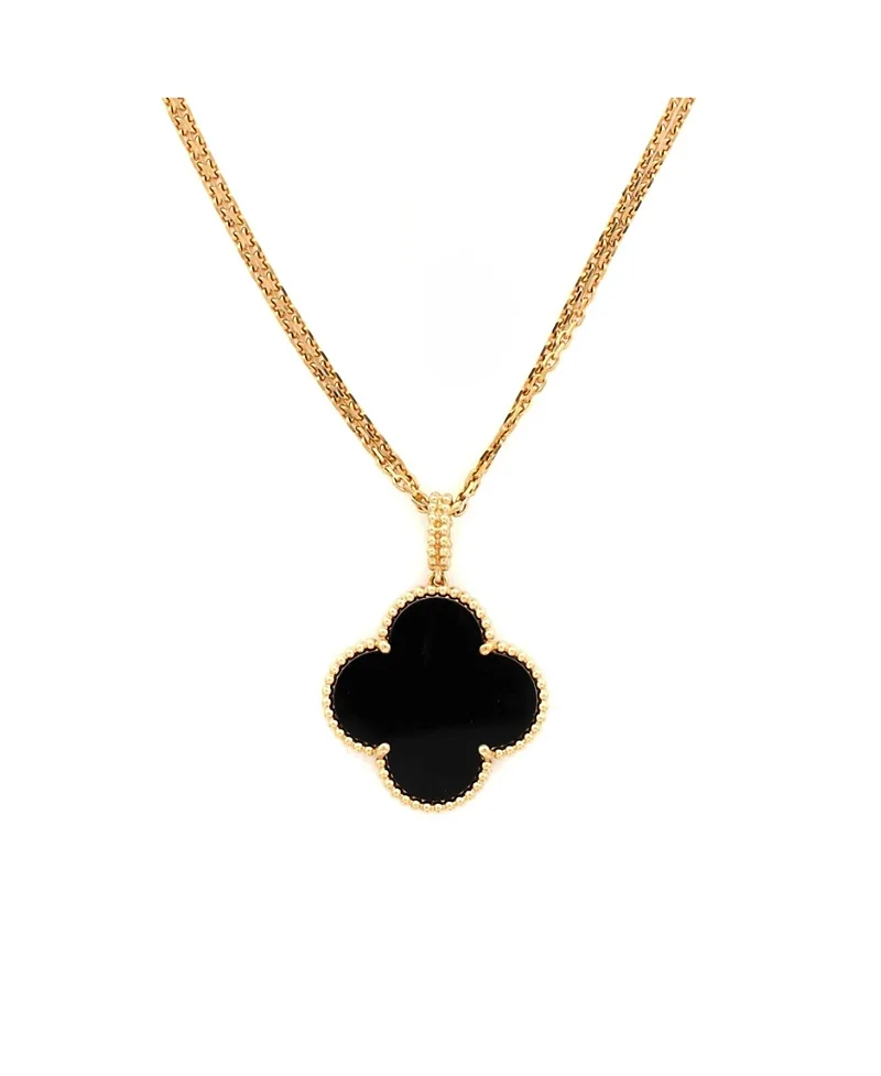 Pre-Owned Van Cleef & Arpels Magic Alhambra Pendant Long Necklace 18K Gold and Onyx, 35.5"
