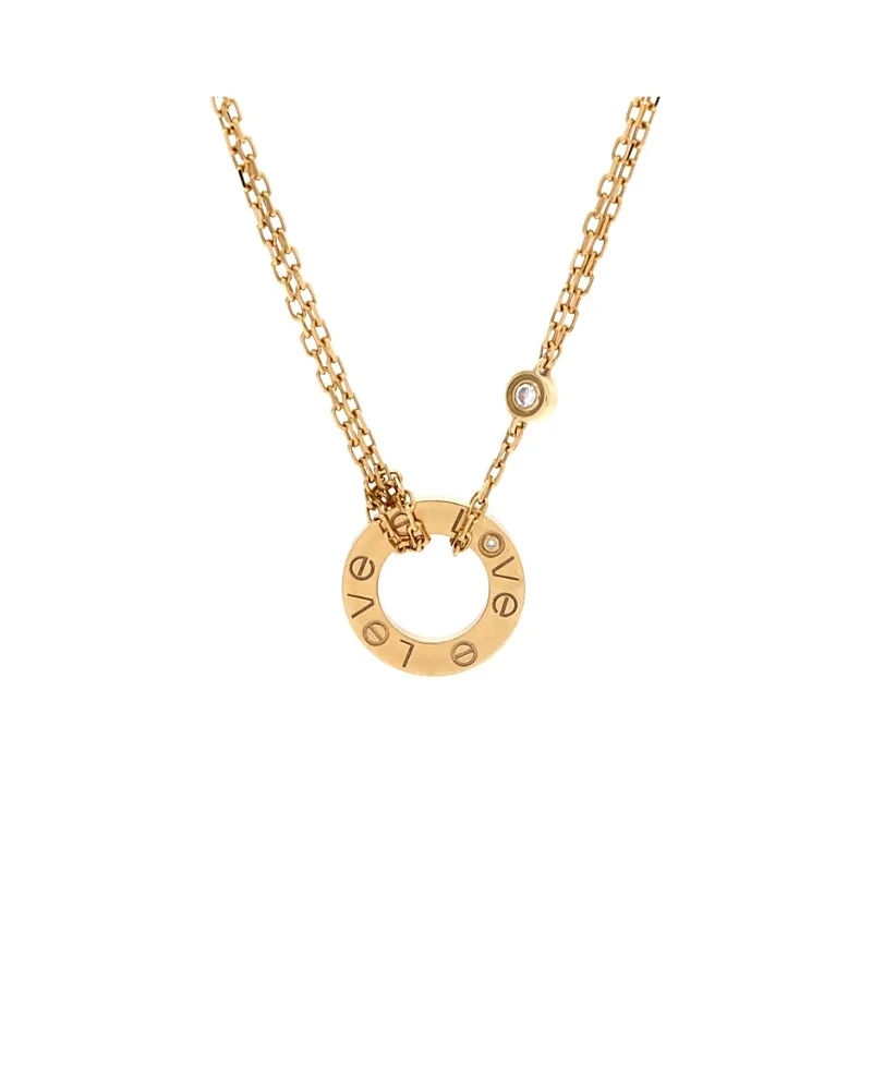 Pre-Owned Cartier 2 Diamonds Love Pendant Necklace 18K Gold and Diamonds, 16.5" by Cartier's