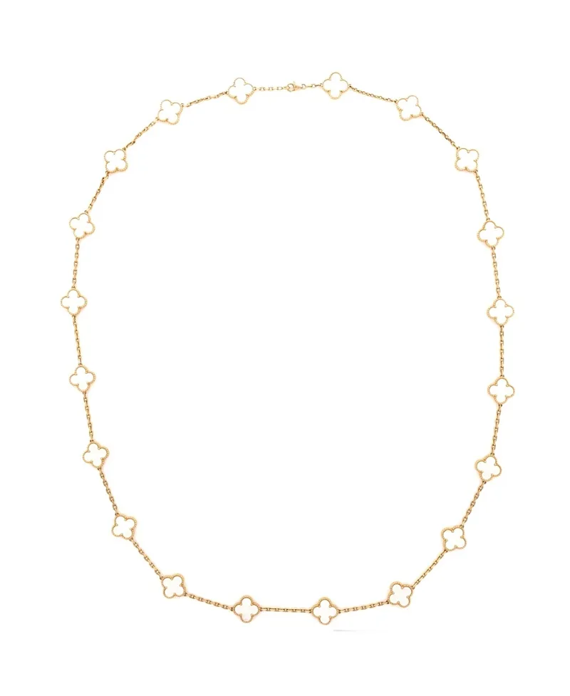 Pre-Owned Van Cleef & Arpels Vintage Alhambra 20 Motifs Necklace 18K Gold and Mother of Pearl, 33.75" by Pre-owned Van Cleef & Arpels