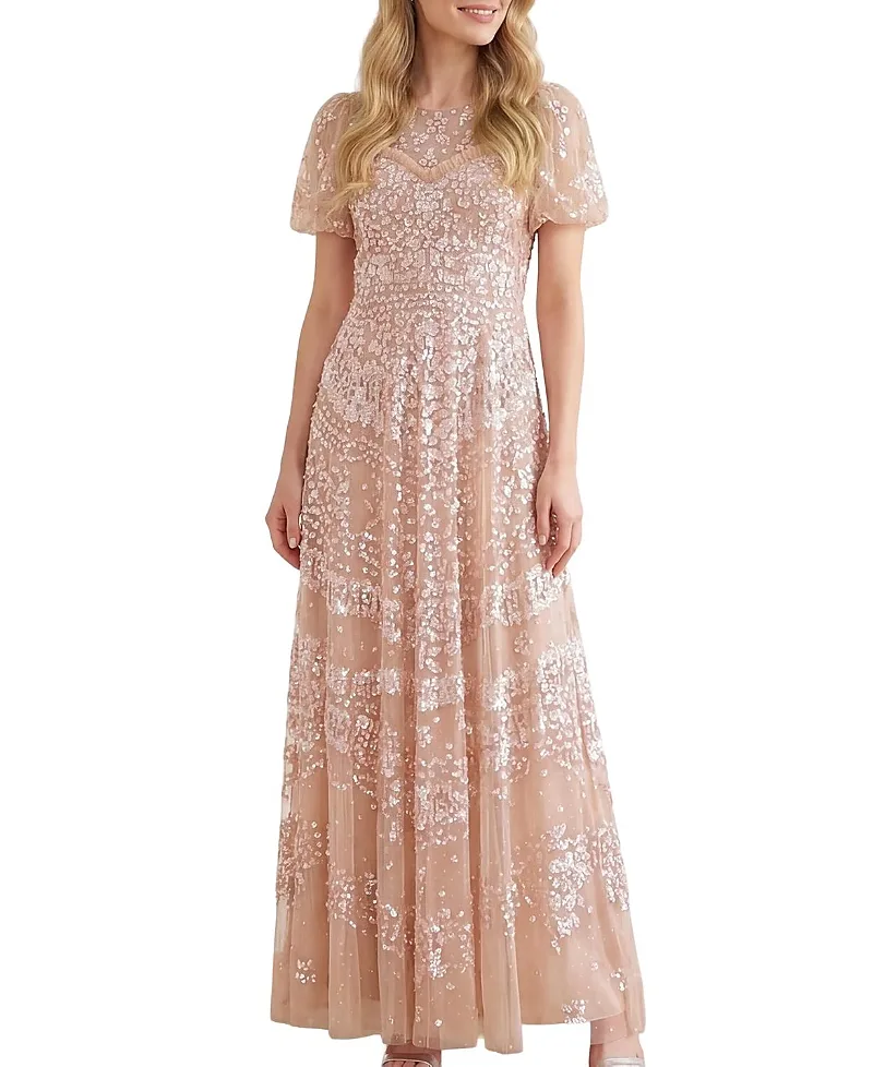 Anais Sequin Short Sleeve Gown by Needle & Thread