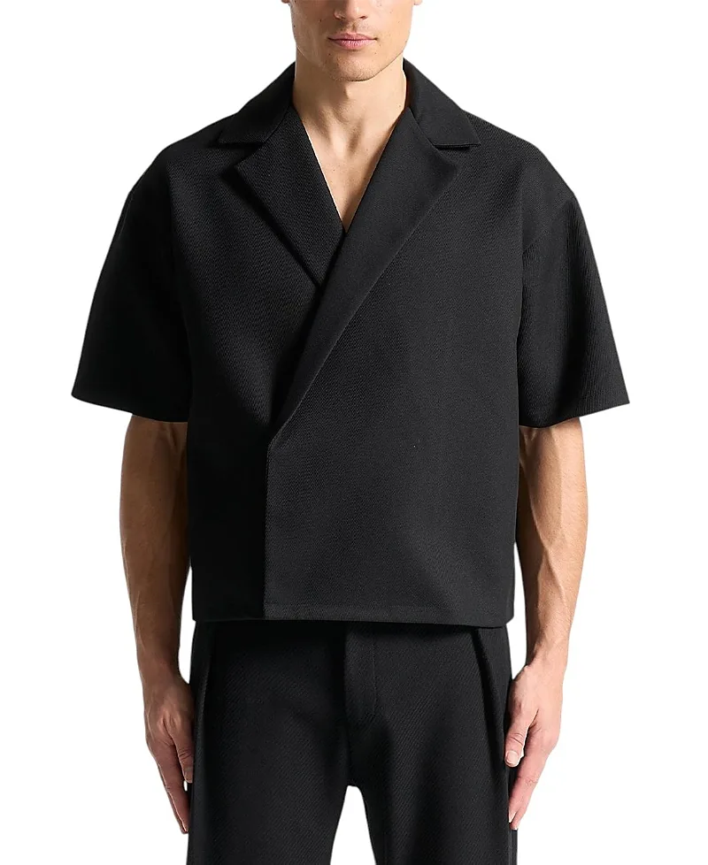 Abel Boxy Twill Double Breasted Shirt by Maniere De Voir