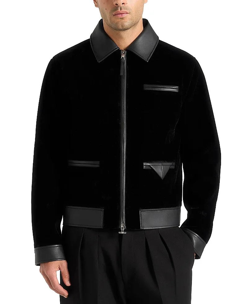 Tony Velvet & Leather Contrast Jacket by Maniere De Voir
