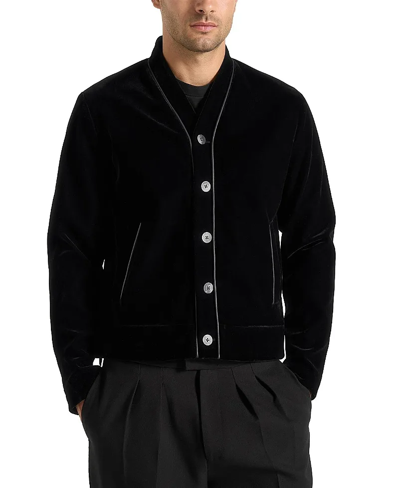 Nassim Velvet Jacket with Contrast Piping by Maniere De Voir
