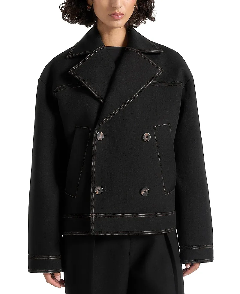 Mika Tailored Double Breasted Jacket with Contrast Stitch by Maniere De Voir