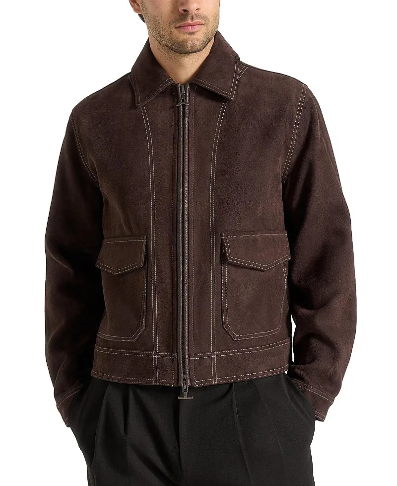 Vince Suede Contrast Stitch Jacket by Maniere De Voir
