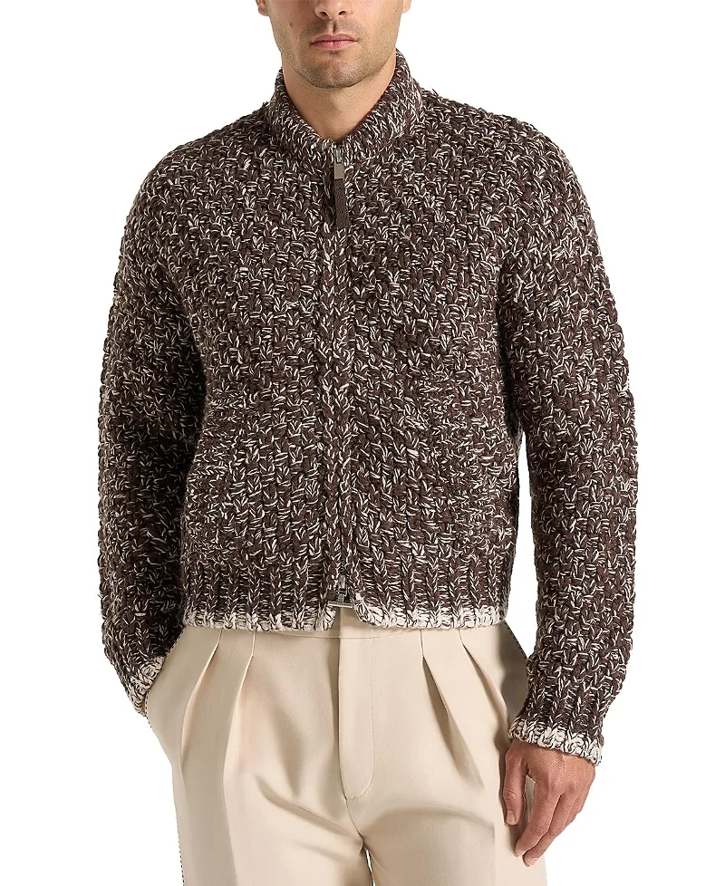 Darel Speckled Knit Bomber Jacket by Maniere De Voir