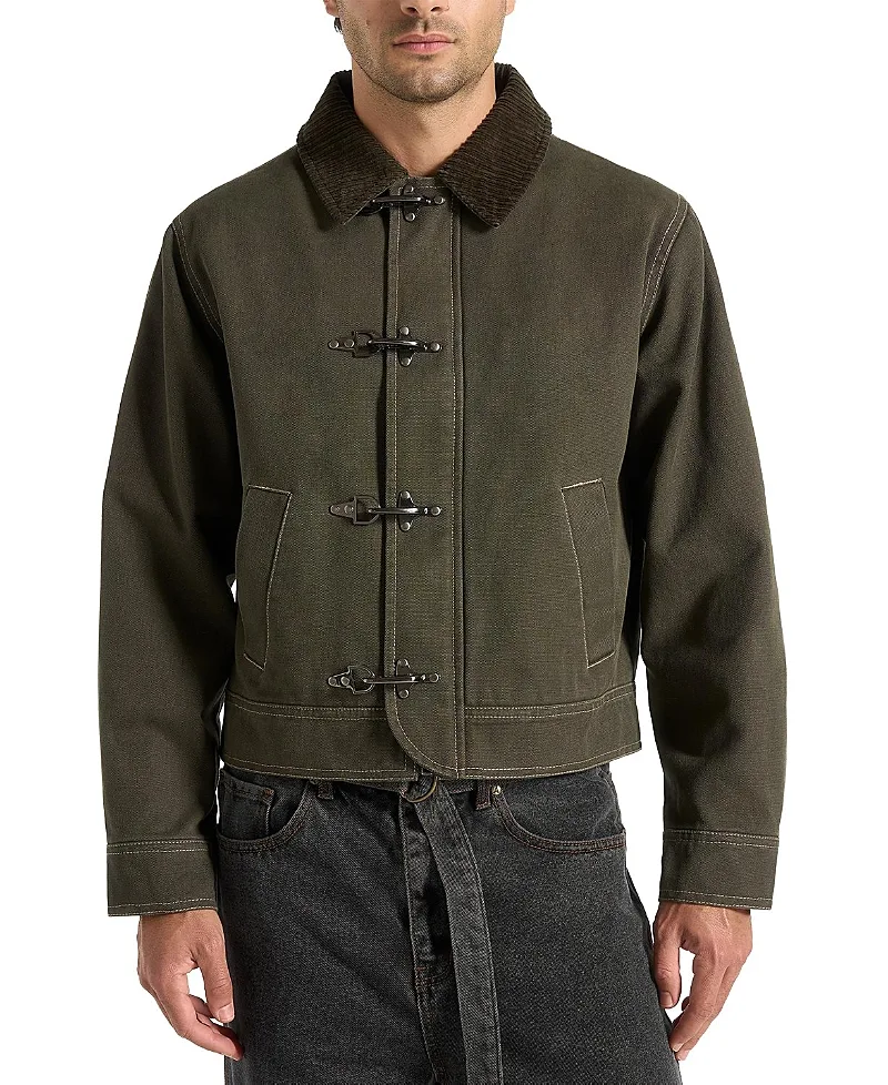 Nino Clasp Detail Contrast Stitch Gabardine Jacket by Maniere De Voir