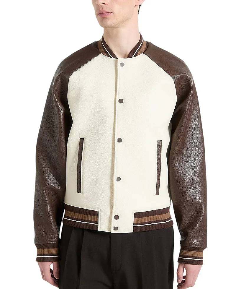 Guy Contrast Leather Jacket by Maniere De Voir