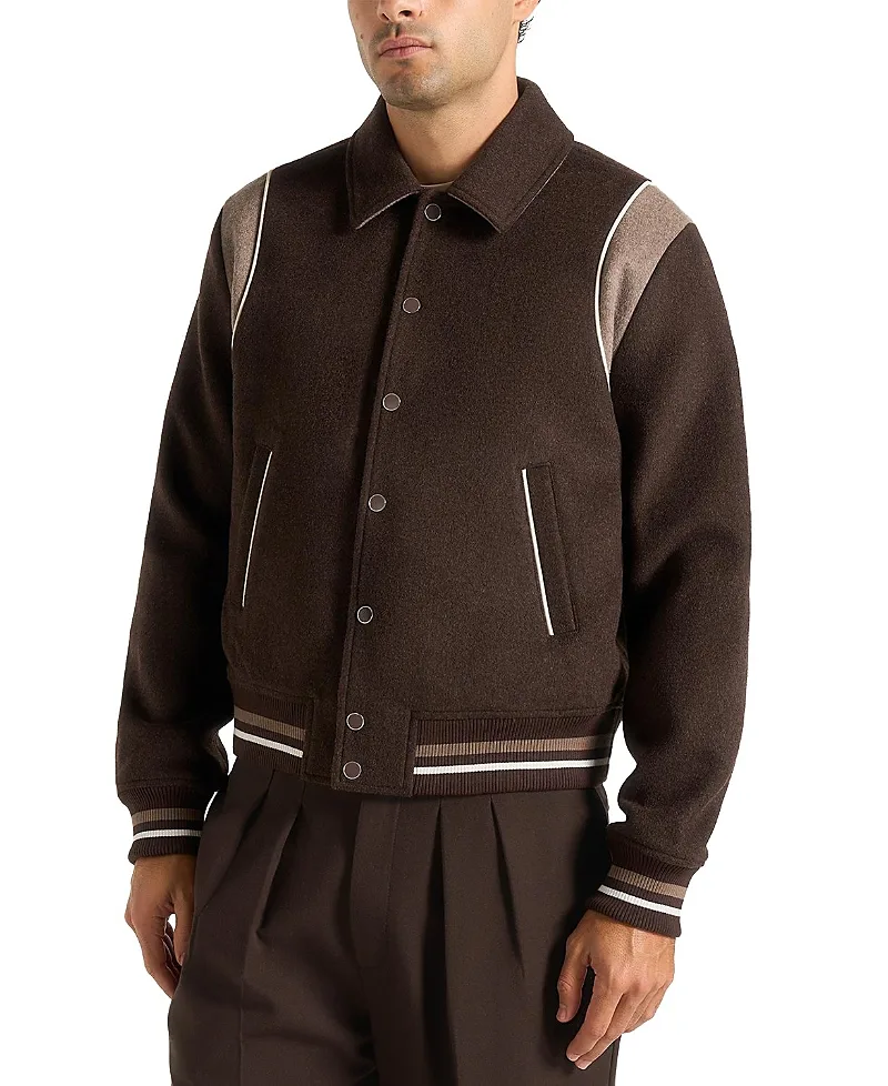 Nico Contrast Wool Varsity Jacket by Maniere De Voir