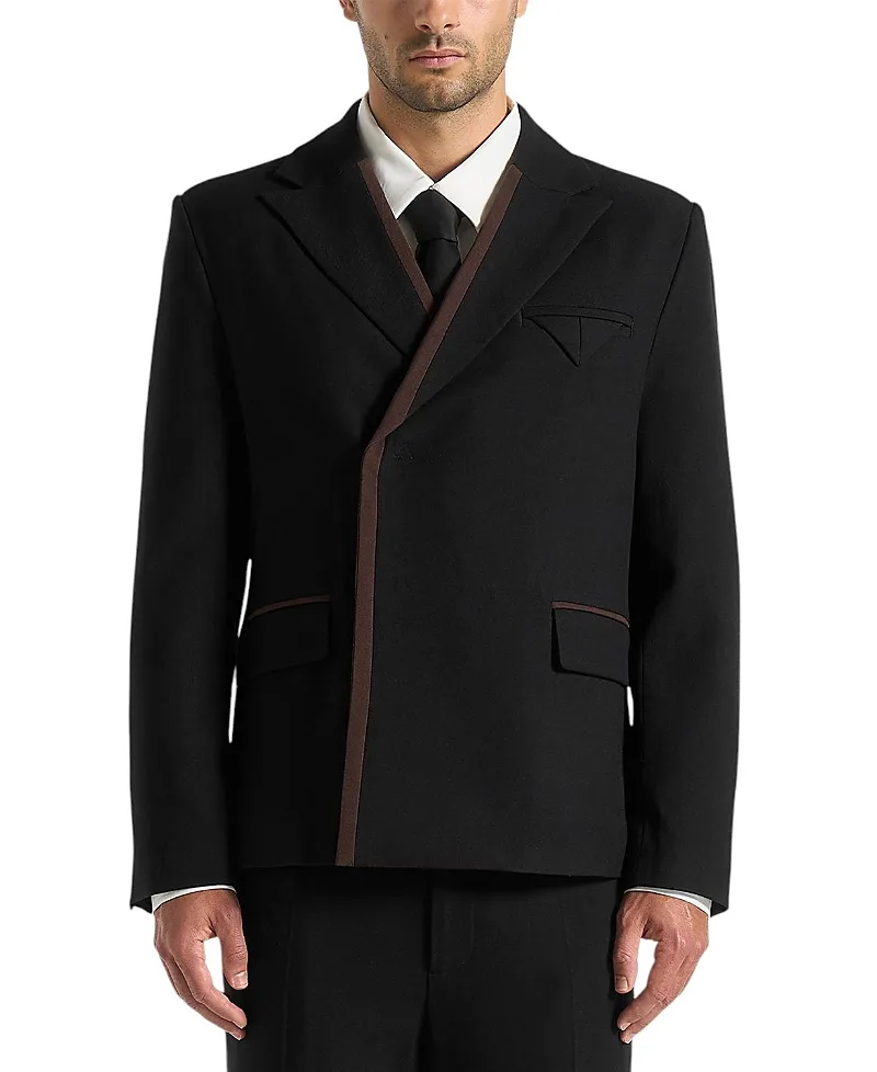 Alec Double Breasted Suit Jacket with Contrast Lapel by Maniere De Voir